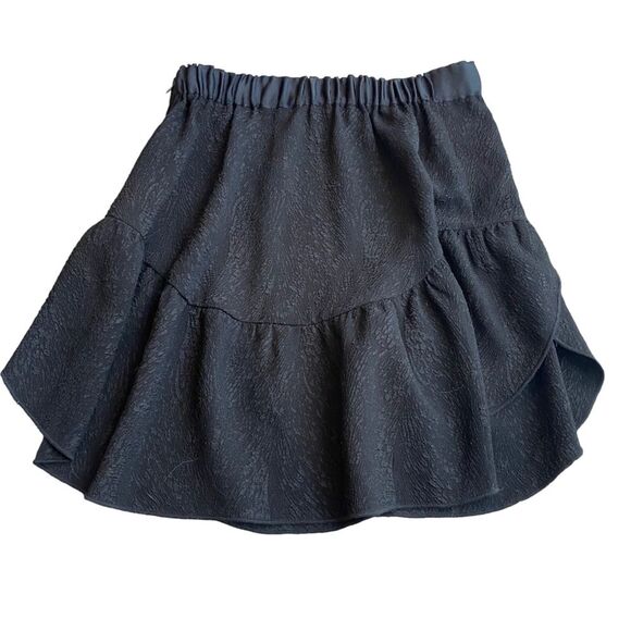 Revolve Saylor Brianna Textured Black Mini Skirt Size S Textured Ruffle - Picture 2 of 6